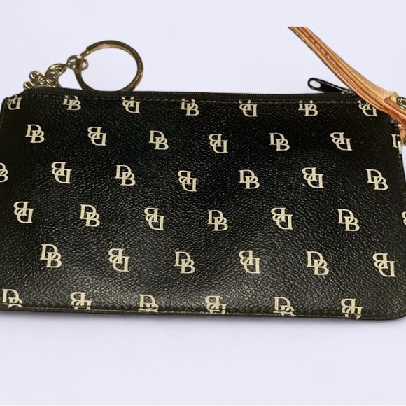 Dooney & Bourke Black and Tan Logo Wristlet - Picture 3 of 3